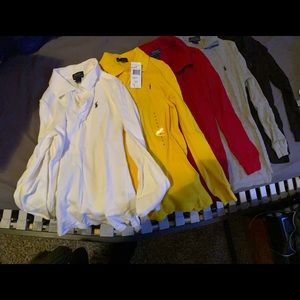 5 kids long sleeve polo shirts